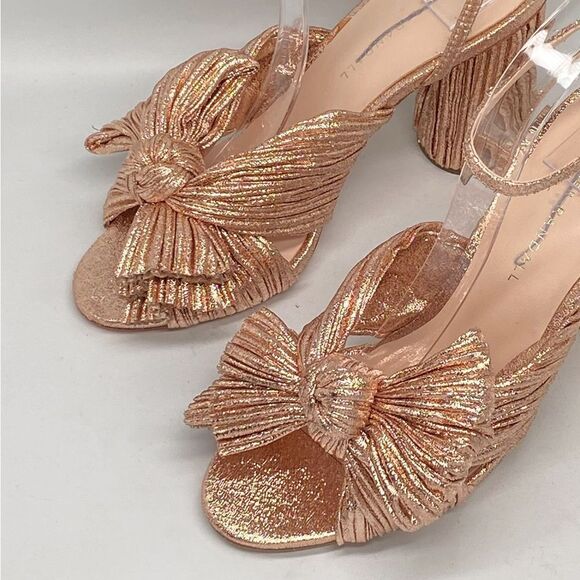 Loeffler Randall  Camellia Rose Pleated Bow Heel Sandals size 7 - Picture 6 of 13